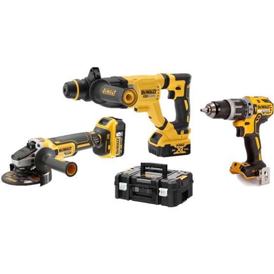 Pack de 3 outils 18V DCK327P2T (DCH263/DCG405/DCD791) + 2 batteries 5 Ah + chargeur en coffret TSTAK DEWALT