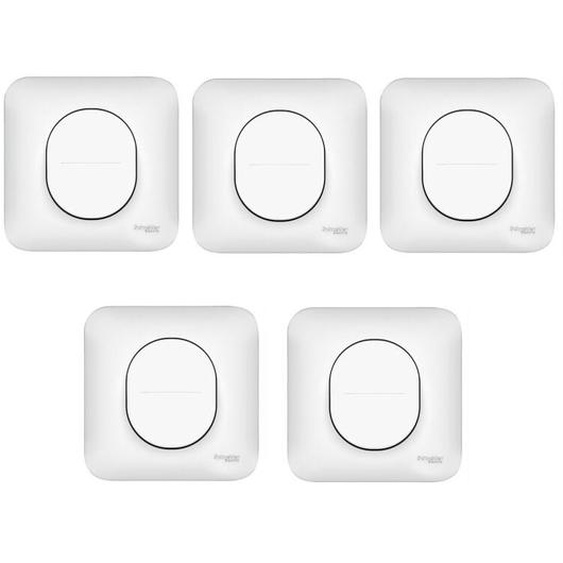 Pack de 5 inter va-et-vient 10A encastré blanc connexion auto complet avec plaque fixation vis/griffes OVALIS
