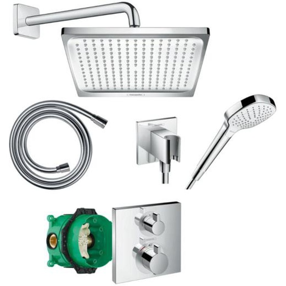 Pack de douche encastré thermostatique Hansgrohe Ecostat Square chromé
