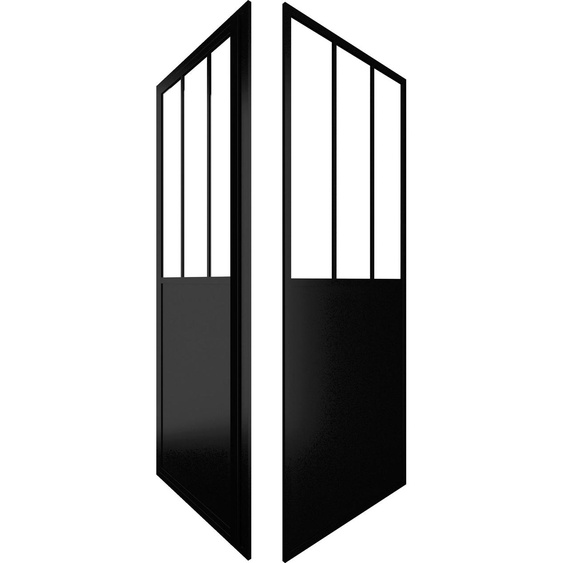Porte de douche pivotante + paroi de retour type atelier - 80x200 cm