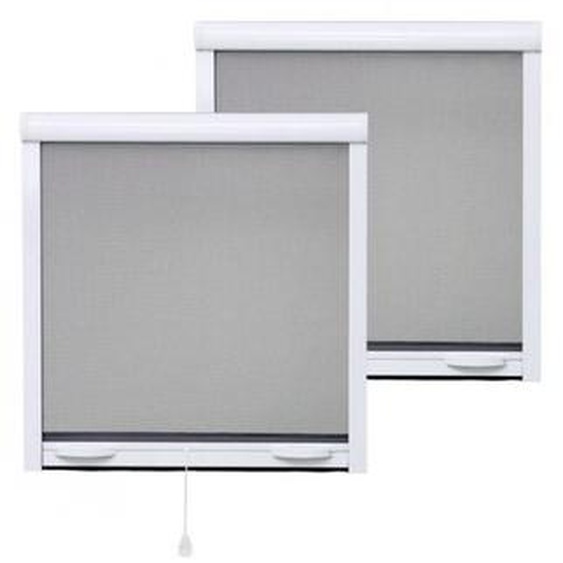Pack eco de 2 moustiquaires Enroulables alu H145 cm x L100 cm Blanc