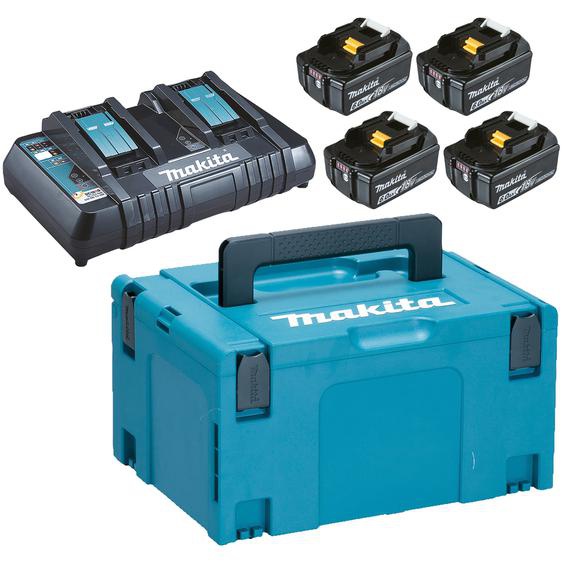Pack Energie 4 batteries 18 V 6 Ah BL1860B + chargeur double DC18RD en coffret MAKPAC III - MAKITA - 198091-4