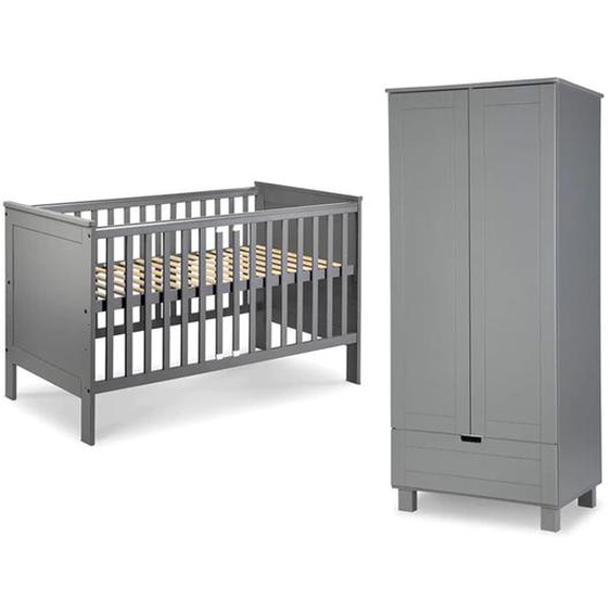 Pack KIWO pour chambre de bébé couleur graphite (lit + armoire) - MDF