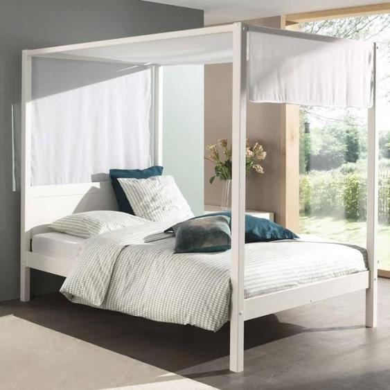 Lit à Baldaquin - PARIS PRIX - Pino - Bois Massif - 140x200 cm - Style Scandinave Moderne