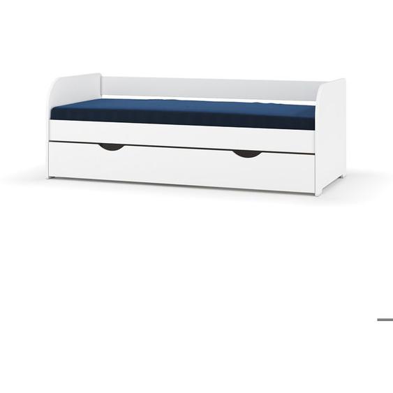 Pack lit banquette Gigogne avec 2 matelas Ezra   Blanc 80x200 cm