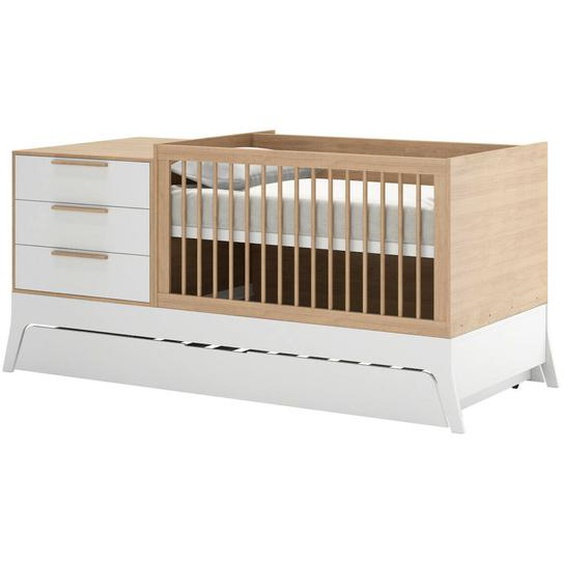 Pack Lit Bébé Combiné Et Évolutif Avec Matelas Charlie Blanc Et Bois