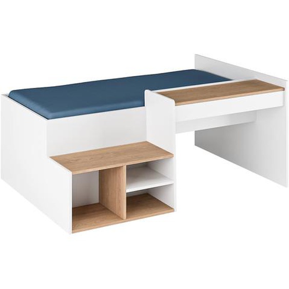 Pack Lit Combiné Avec Bureau Et Matelas Boruto Blanc Et Noisette