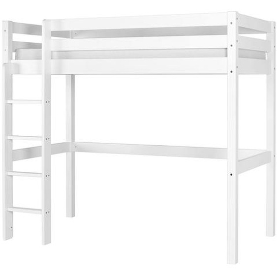 Pack Lit Mezzanine Avec Matelas Bois Massif Aaron Blanc