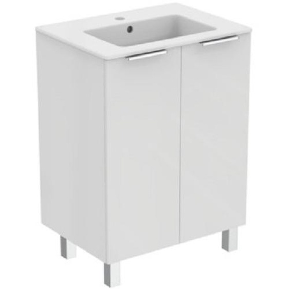 Pack meuble + lavabo ULYSSE+ 2 portes 60cm blanc brillant - PORCHER - P0279WG