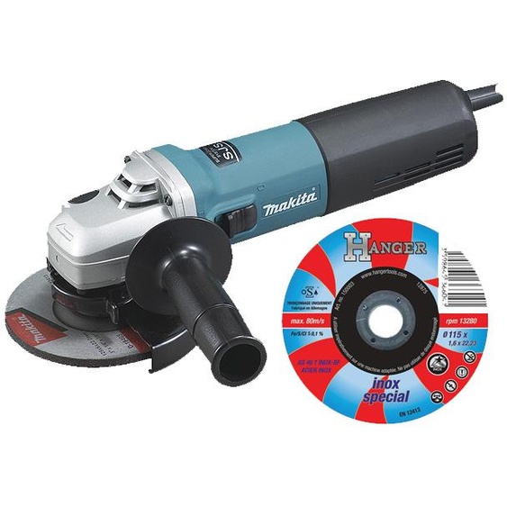 Pack meuleuse 9565CR 1400 W 125 mm + 50 disques Hanger AS 46 T Inox MAKITA PROMOPACK2