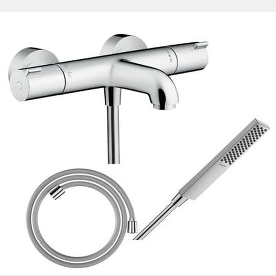 Pack mitigeur bain thermostatique Ecostat 1001CL + Flexible Designflex + Pommeau Pulsify E 100 EcoSmart chromé