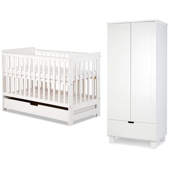 Pack mobilier chambre bébé blanche KIWO (lit 120 + armoire) - MDF