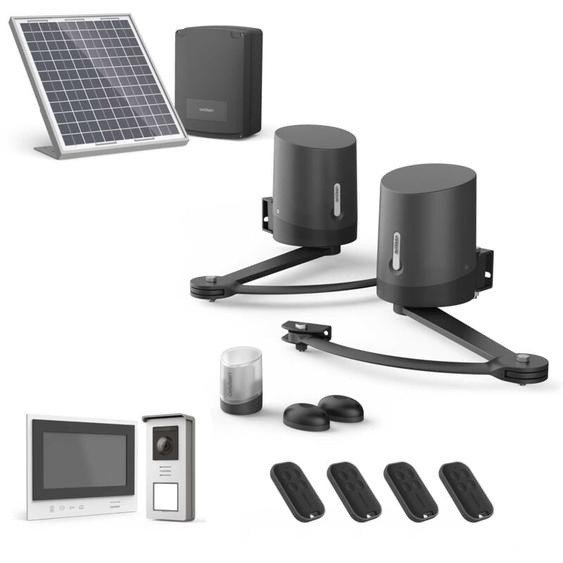 Avidsen - Pack motorisation portail battant solaire et Visiophone sans fil 100% solaire