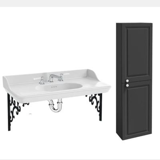 Pack plan vasque suspendu 3 trous Cléo 1889 + colonne droite + mélangeur poignée chromé + siphon chromé