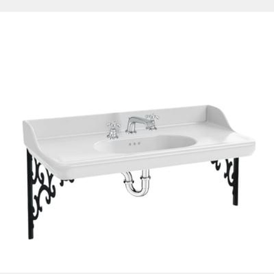 Pack plan vasque suspendu 3 trous Cléo 1889 + mélangeur croisillon chromé + siphon chromé
