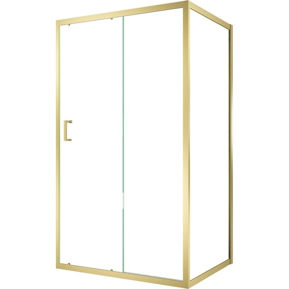 Pack Porte de Douche Coulissante 120x200cm et Retour 90cm - Profilés Or Doré Brossé - Verre 6mm