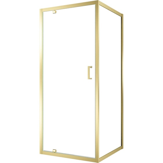 Pack Porte de Douche Pivotante 90x200cm et Retour 90cm - Profilés Or Doré Brossé - Verre 6mm