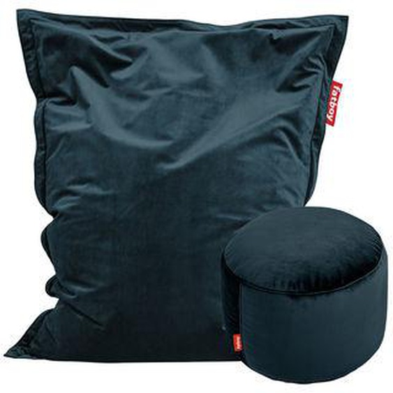 Pack promo Pouf Original Slim Velvet + pouf Point Velvet tissu bleu / Velours soyeux - Fatboy