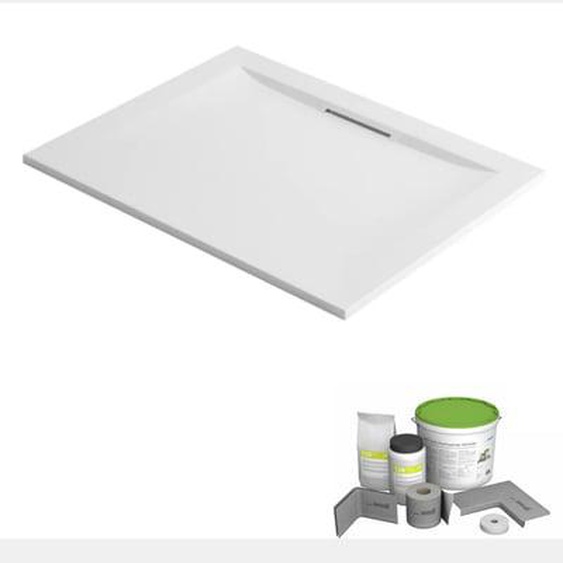 Pack receveur de douche 160 x 90 Flight Pure rectangle blanc + Kit détanchéité + Pieds