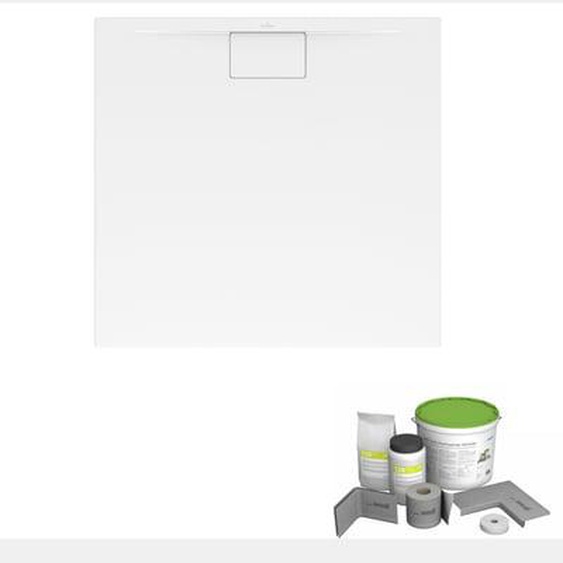 Pack receveur de douche antidérapant 90 x 80  Architectura Metalrim rectangle blanc + Kit détanchéité WEDI