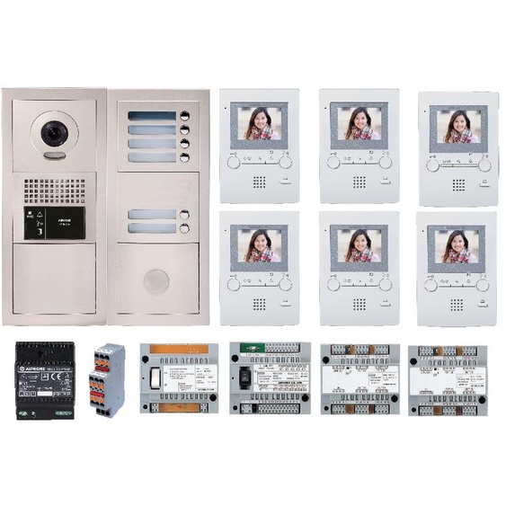 Pack vidéo 6 postes complet blanc AIPHONE 200386