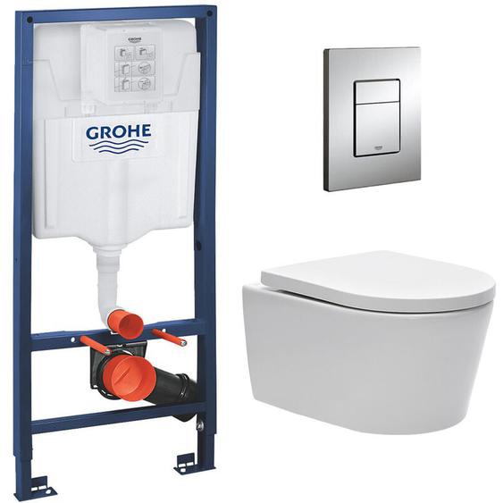 Pack wc Grohe Rapid sl - Cuvette sans bride sat (fixations cachées) - Plaque Skate chrome (RapidSL-SATrimless)