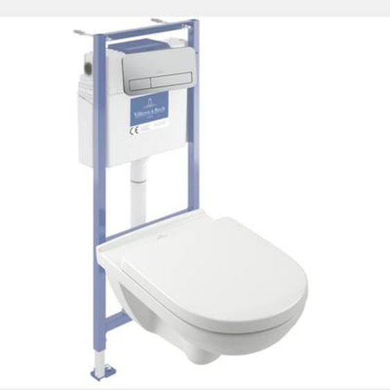 Pack WC sans bride  O novo abattant frein de chute + bâti-support sol et mur Viconnect PRO + plaque Chromé mat