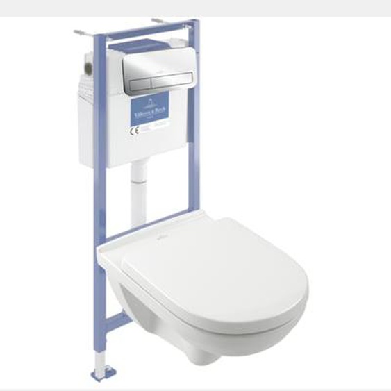 Pack WC sans bride  O novo avec abattant frein de chute + bâti-support sol et mur Viconnect PRO + plaque Chromé