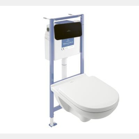 Pack WC sans bride  O novo avec abattant frein de chute + bâti Viconnect PRO + plaque noir mat