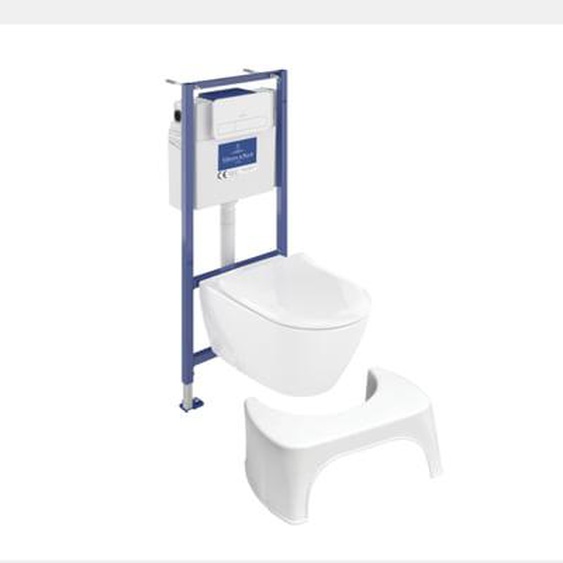 Pack WC sans bride  Subway 2.0 abattant frein de chute + bâti-support sol et mur+ plaque Chromé mat + Tabouret