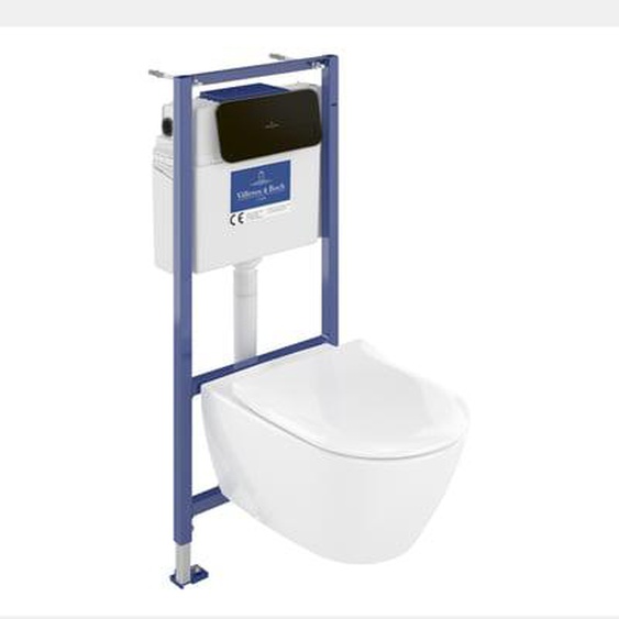 Pack WC sans bride  Subway 2.0 avec abattant frein de chute + bâti Viconnect PRO + plaque noir mat
