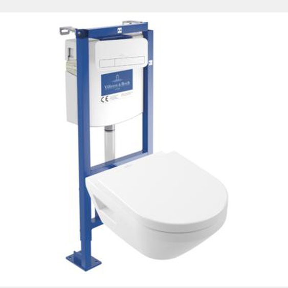 Pack WC suspendu sans bride Architectura Twistflush [e³] rond + bâti-support ViConnect + plaque blanc