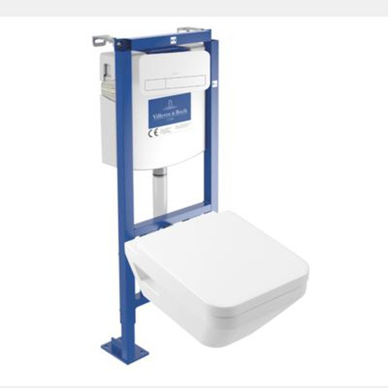 Pack WC suspendu sans bride Architectura Twistflush [e³] rectangle + bâti-support ViConnect + plaque blanc