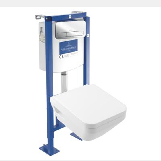 Pack WC suspendu sans bride Architectura Twistflush [e³] rectangle+bâti-support ViConnect+plaque chrome brillant