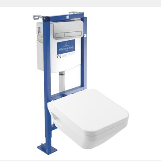 Pack WC suspendu sans bride Architectura Twistflush [e³] rectangle + bâti-support ViConnect + plaque chrome mat