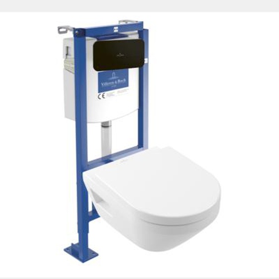 Pack WC suspendu sans bride Architectura Twistflush [e³] rond + bâti-support ViConnect + plaque noir