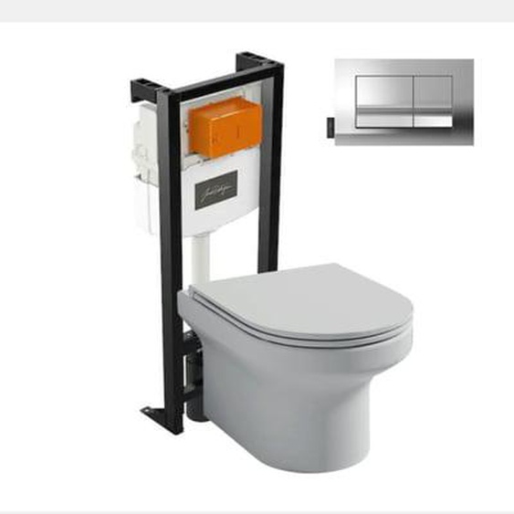 Pack WC suspendu sans bride  Elite + bâti-support + plaque Chrome