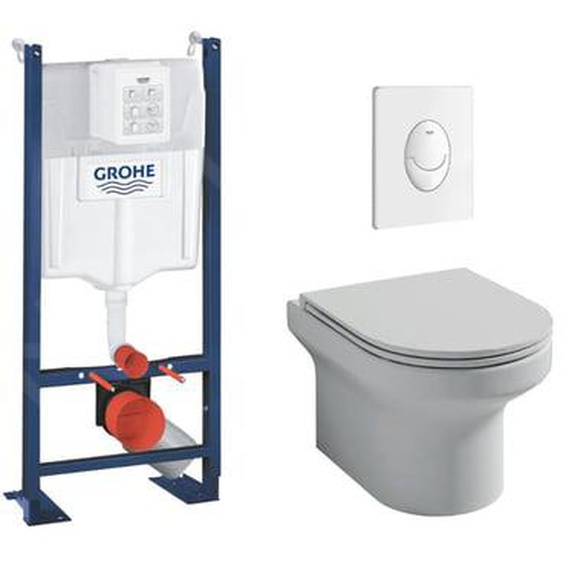 Pack WC suspendu sans bride Elite + Bâti support Rapid SL Project 1.13 M + plaque de commande blanc Quickfix