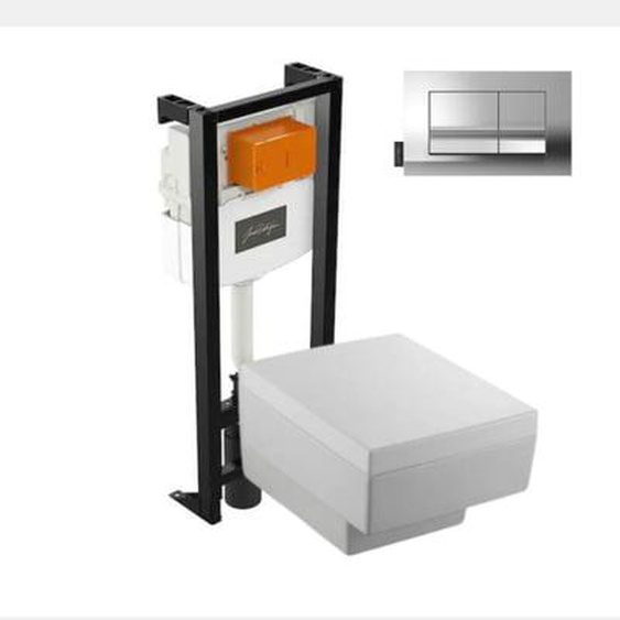 Pack WC suspendu Terrace+ bâti-support + plaque Chrome