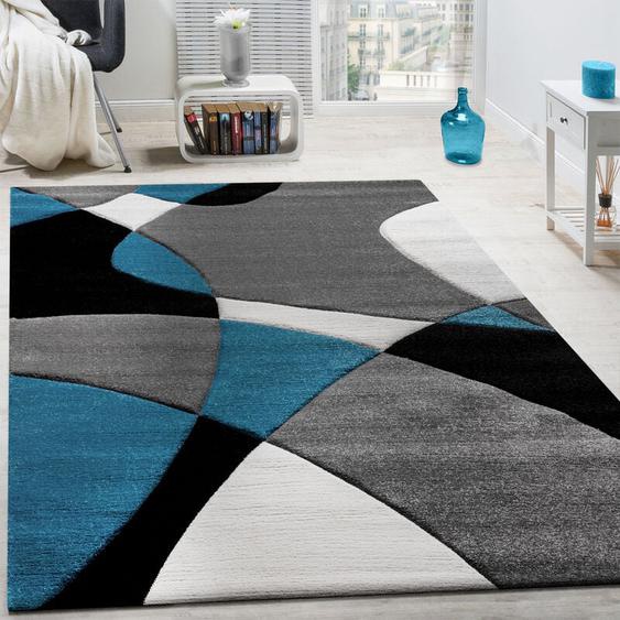 Paco Home Créateur Tapis Moderne Motifs Géométriques Découpe Des Contours En Turquoise Gris Noir 160x230 cm