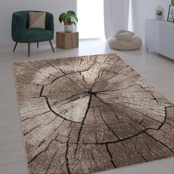 Paco Home - Tapis Design Élégant Salon Tronc DArbre Effet DOptique Nature Gris Brun Beige 160x230 cm