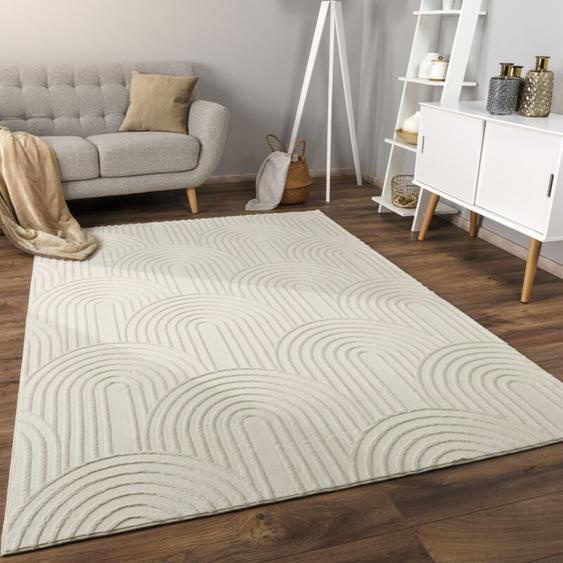 Paco Home - Tapis Salon Chambre Adulte Poils Ras Scandinave Motif Boho Motif Geometrique 160x220 cm, Crème 4