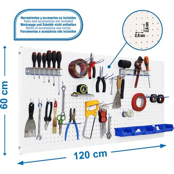 Painel Perfuriert PANELCLICK 1200x600 BLANC + 22 HAINS + 8 ACCESSOIRES