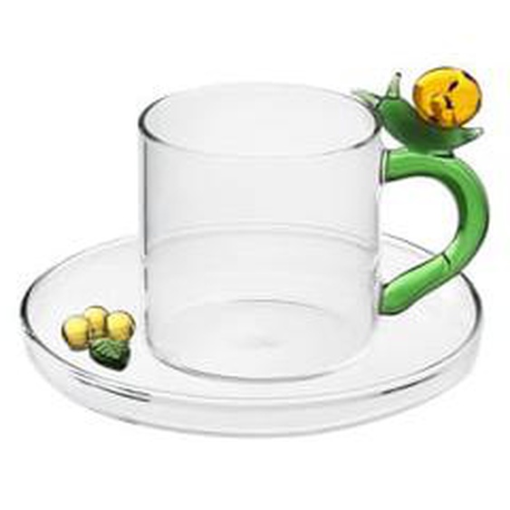 Paire tasse à café Escargot en verre soufflé