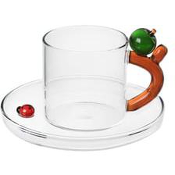 Paire tasse à café Pomme en verre soufflé