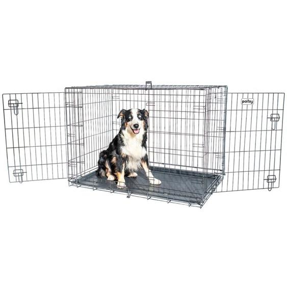 Cage pour chien FortressooXL, caisse de transport pour chien moyen 107x71x77cm, pliable, 2 portes, plateau amovible, utilisation interieur Paitsy