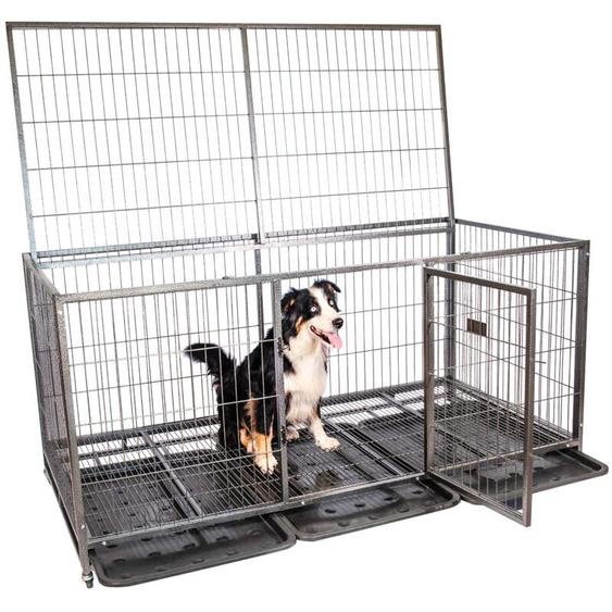 Cage pour chien intérieur et extérieur Mouvedy2XL, 180x93x89cm, caisse de transport, roues verrouillables, pliable, 2 portes, plateau amovible Paitsy
