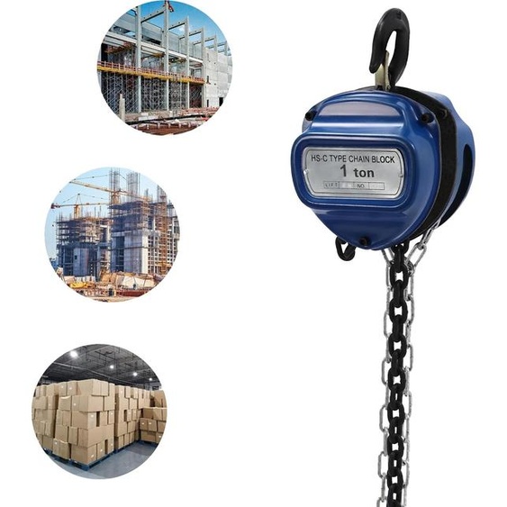 Palan manuel à chaîne, capacité 1000 kg, construction robuste en acier, 1 tonne