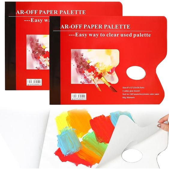 Palette en bloc détachable – 36 feuilles. Palette jetable pour le mélange de peintures, avec trou pour le pouce – idéale pour lacrylique, lhuile, la gouache et laquarelle – dimensions : 23 x 30,5 cm