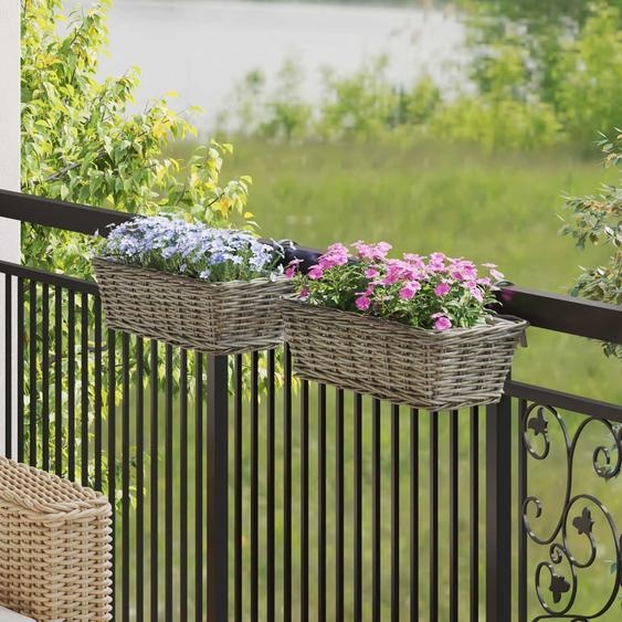 Panier à jardinière suspendu 2 pcs Gris 48 x 22 x 15 cm